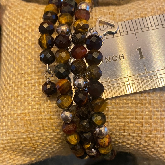 Jay King Tigers Eye Multi-colored triple strand Bracelet Sterling Silver Accents - Picture 4 of 6